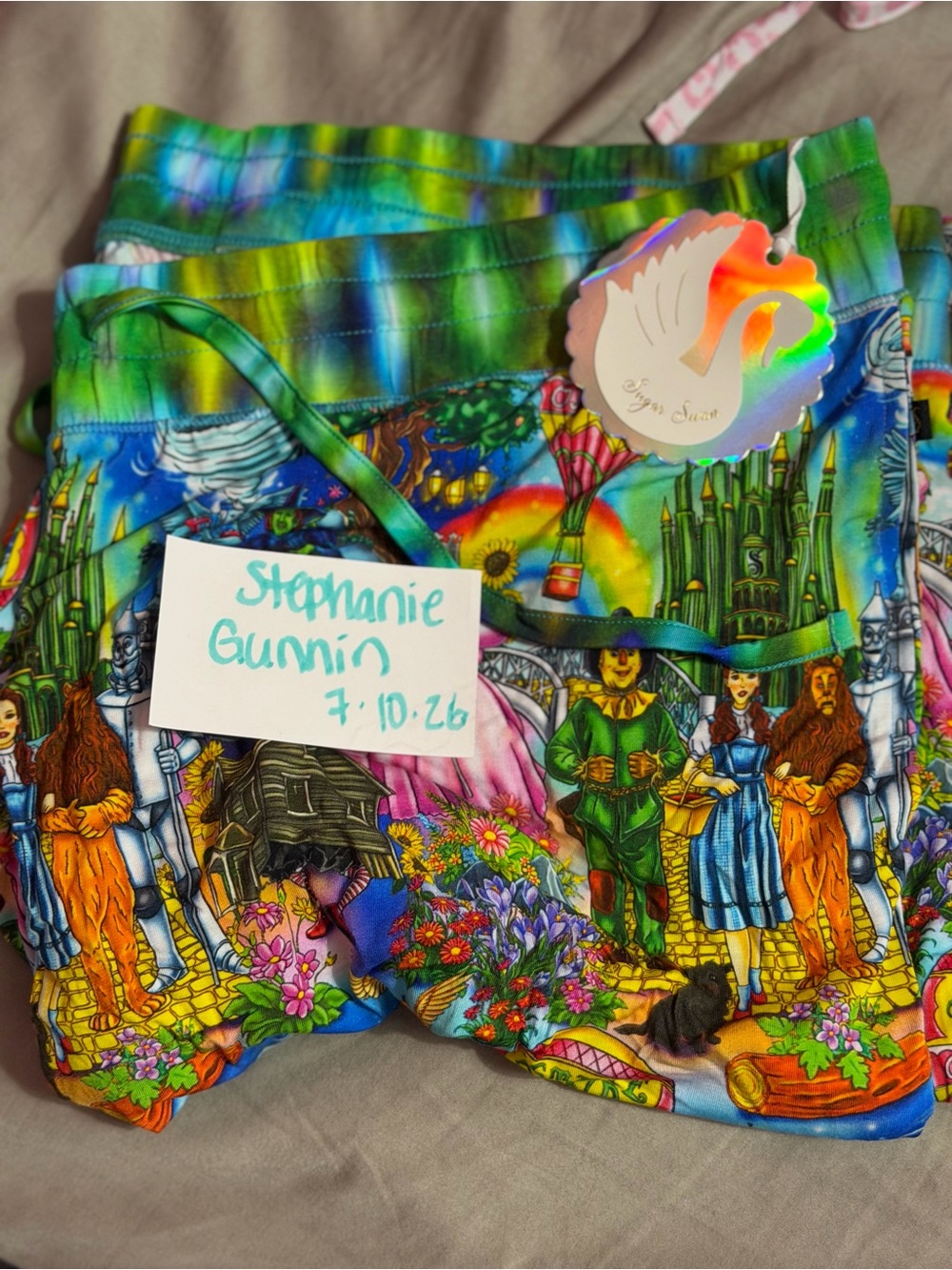 Sugar Swan Wizard of Oz Print Bamboo Pajama Pants - Multicolor
